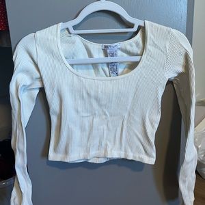 Zara White Ribbed Long Sleeve
